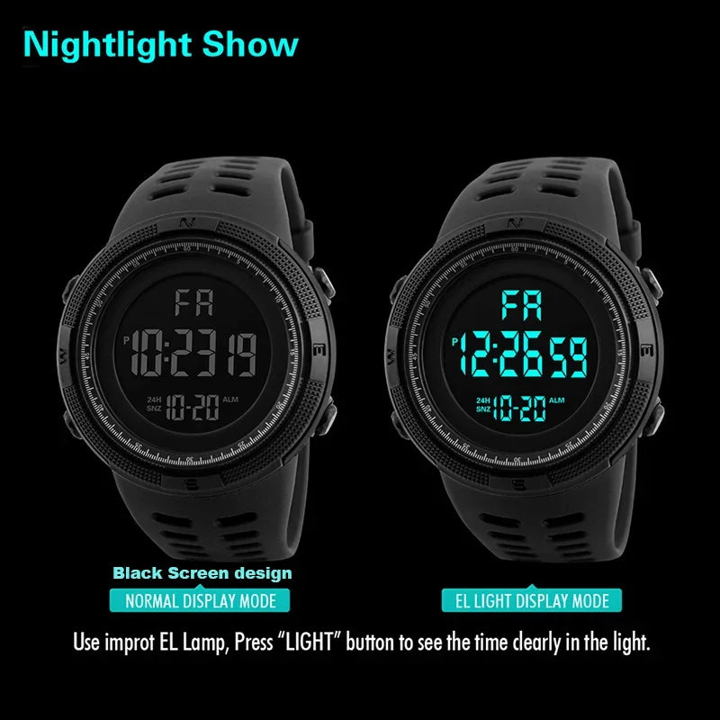 Military Sports Electronic Watch - Luminous Multifunction LED Digital